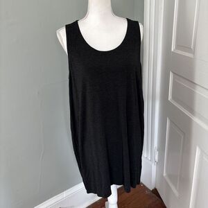 EILEEN FISHER Dress Large Viscose Stretch Jersey Tunic Tank Sleeveless Gray
